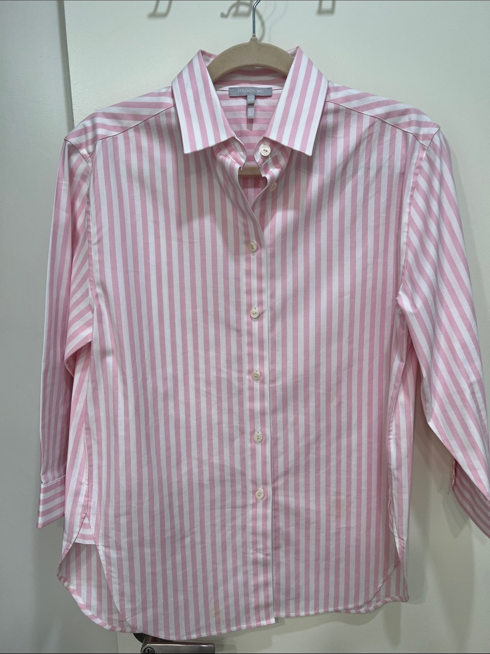 Classic Striped Button-Up Blouse - Pink & White